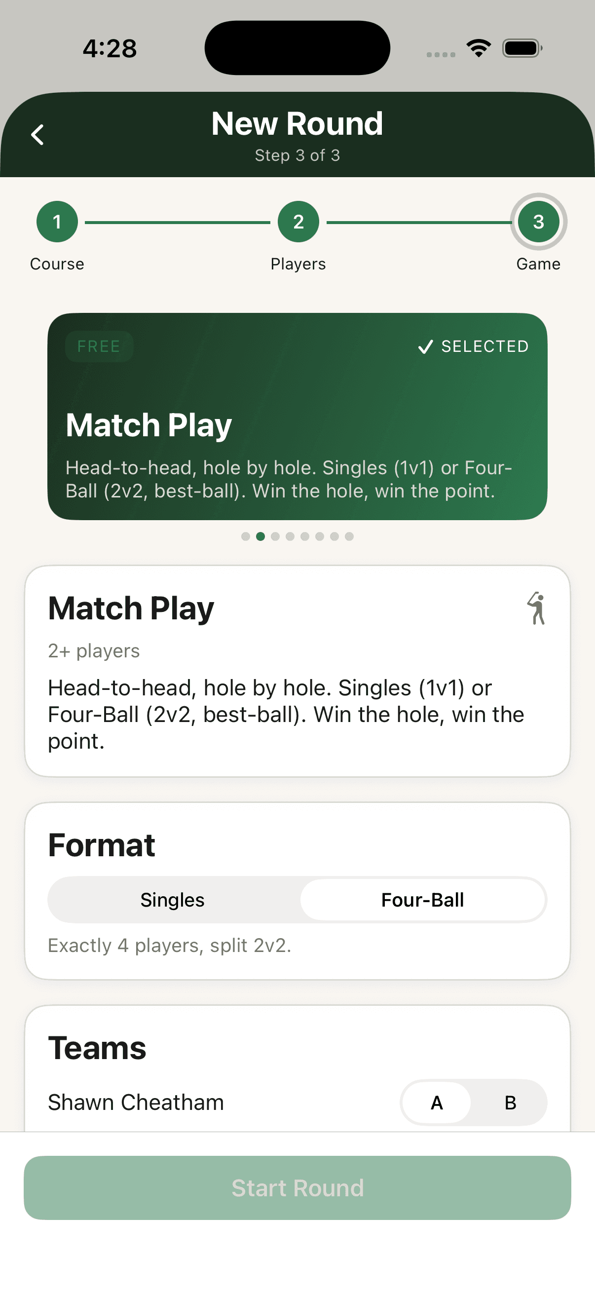 Game catalog — pick the format for your round